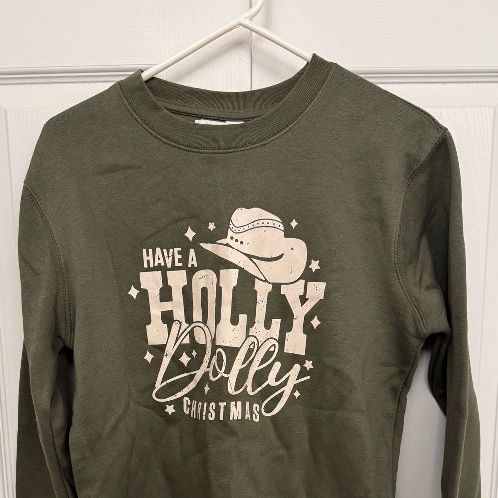 Green “Have A Holly Dolly Christmas” Crewneck